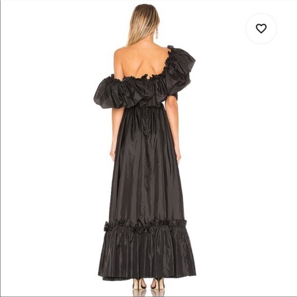 LoveShackFancy Tara Ruffle Maxi Black Off-Shoulder Dress - Picture 3 of 13